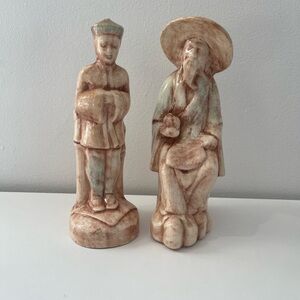 Asian Vintage ceramic Beige Figurine Set